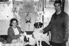 474: Mary Jane (Northover) Mulrooney and her son Pat, with Scott the dog, at Red Island. (circa early 1950s)  [courtesy of Berkley Mulrooney]  - Mary Jane daughter of John Northover &amp;amp; Margaret Murphy, married Patrick Mulrooney